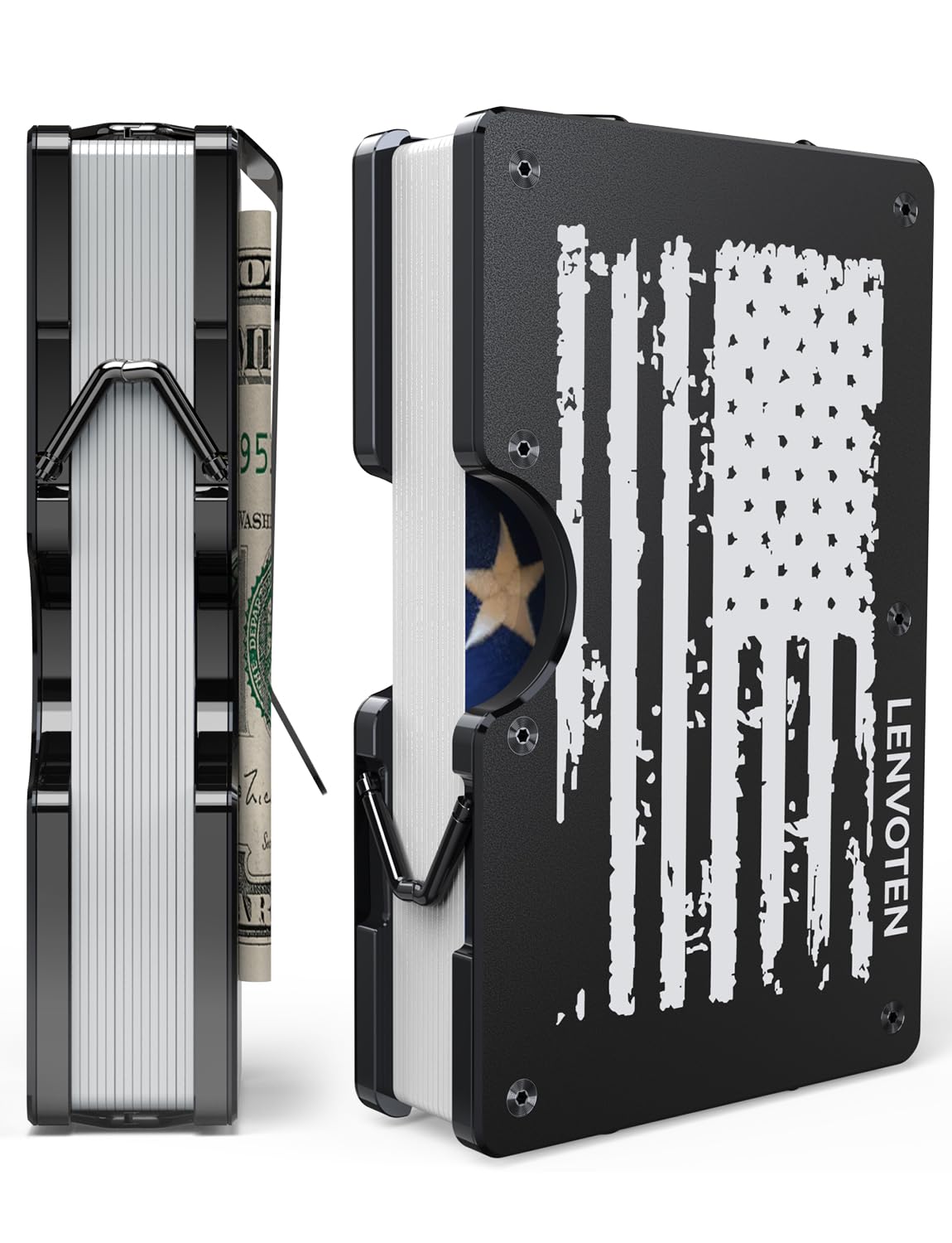 Lenvoten Upgraded Hinged Minimalist Wallet for Men, RFID Blocking Wallet