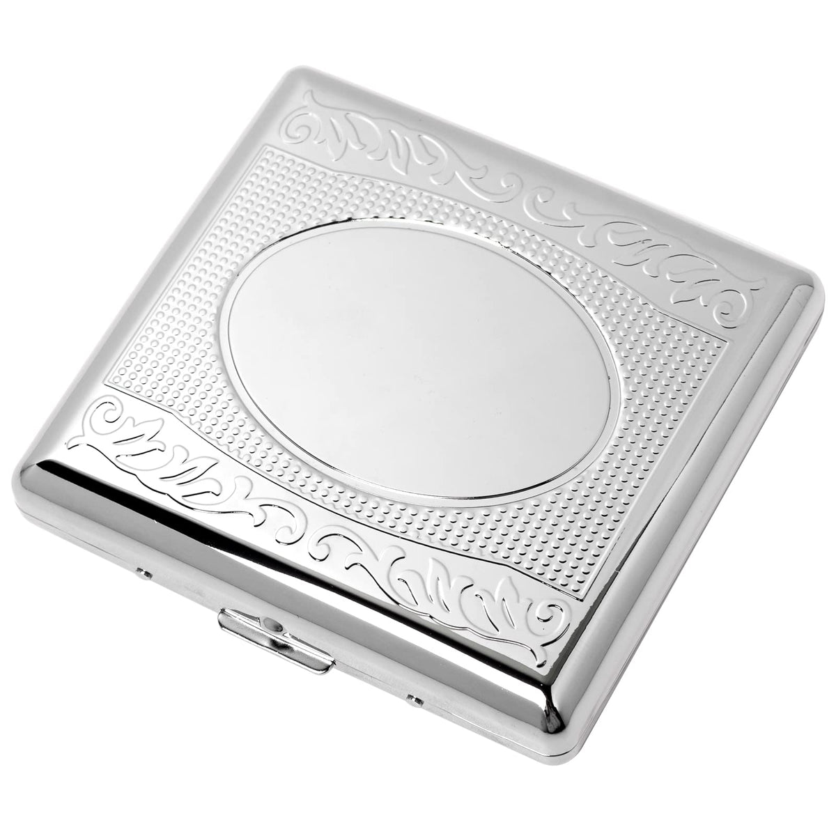 Metal Cigarette Case - Ladies and Men, Portable Double Sided Spring Clip, Holds 18-20 100mm Cigarettes (Black)