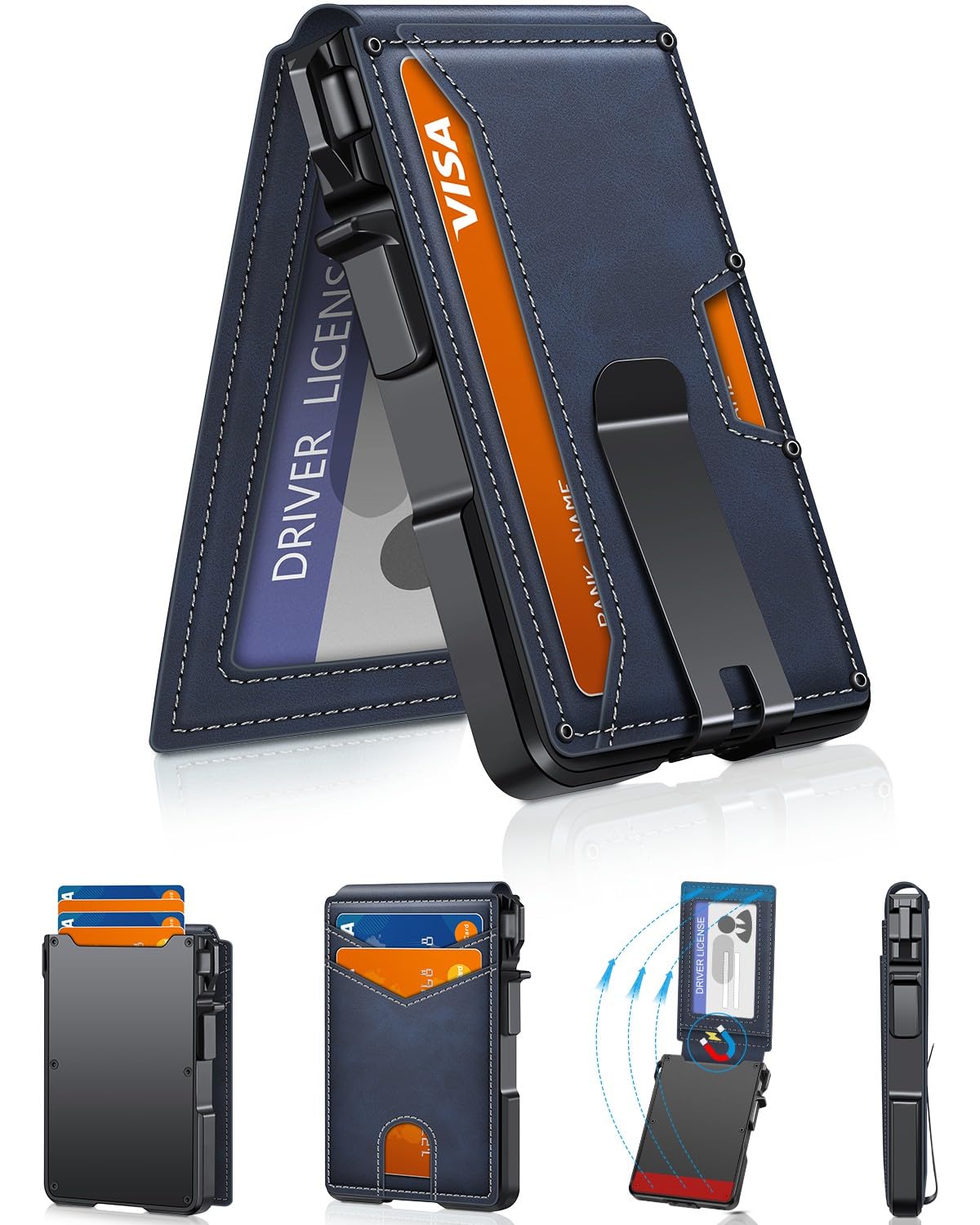 Wallet for Men, Mens Minimalist Wallet 9-13 Cards, Slim Compact RFID Wallet