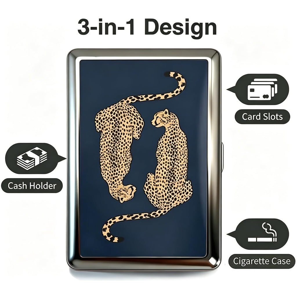 2026 New Vintage Versatile Metal Case with Easy Snap, Vintage-Style Versatile Card & Cash Case, Elegant and Rebellious Card Box for Credit Cards Cash Id Business Cards (Leopard)
