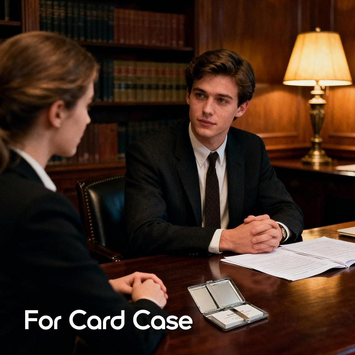 Vintage - Style Versatile Card & Cash Case Art Deco Design Metal Wallet with RFID and Holds King Size / 100s Women and Men Easy Snap Business Card Box for Credit Cards Cash Id Business Cards