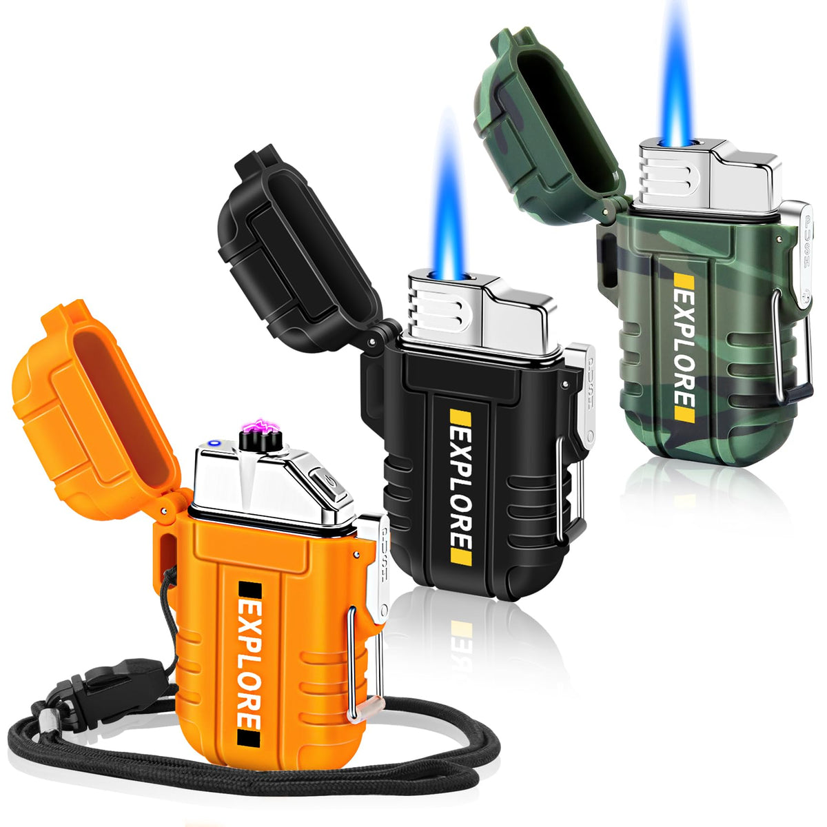 Electric Plasma Lighter, Torch Lighter, 2 Pack Outdoor Waterproof Matches
