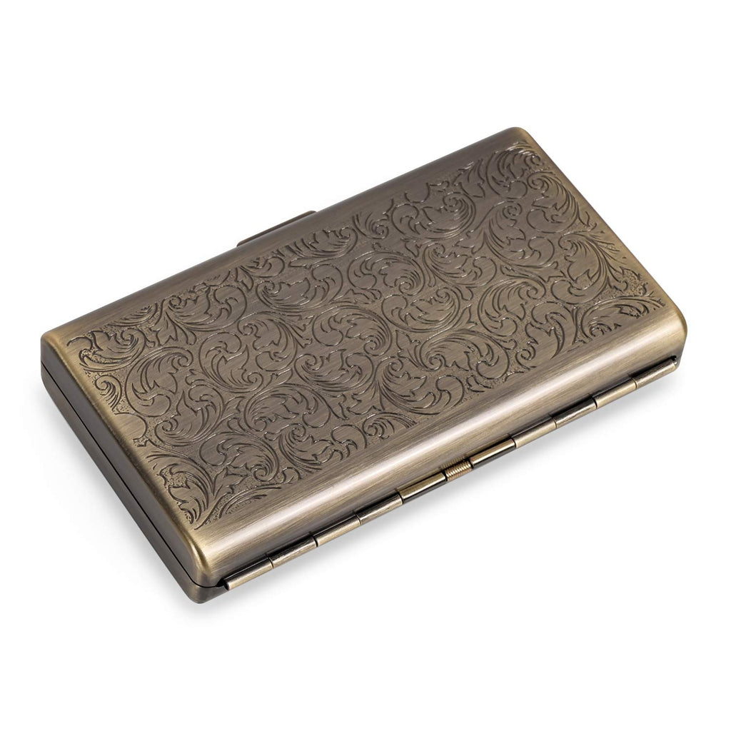 Retro Metal Cigarette Case-Double Sided Spring Clip Open Pocket Holder for 14 100mm Cigarettes Credit Card Holder Protective Security Wallet for Men and Women(Rose Golden)