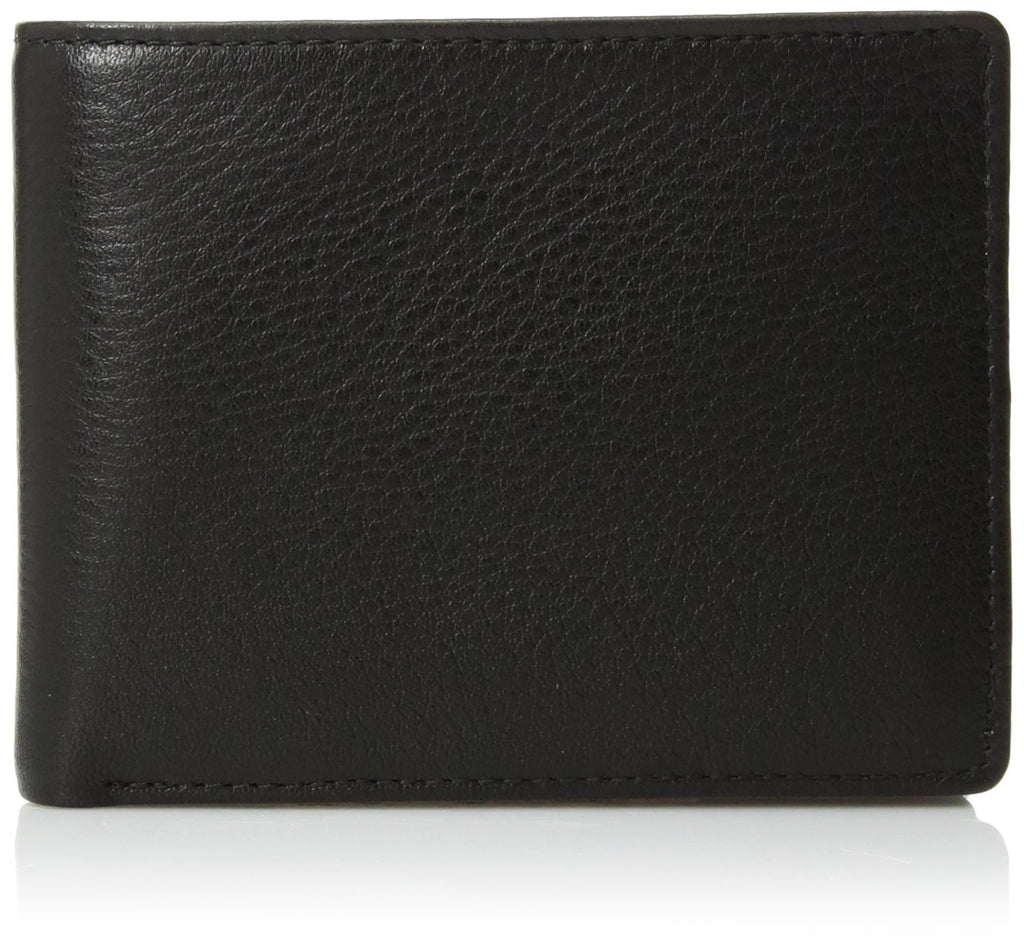Perry Ellis Men's Park Avenue 100% Leather Wallet With Passcase, Bifold, Durable & Versatile, Black