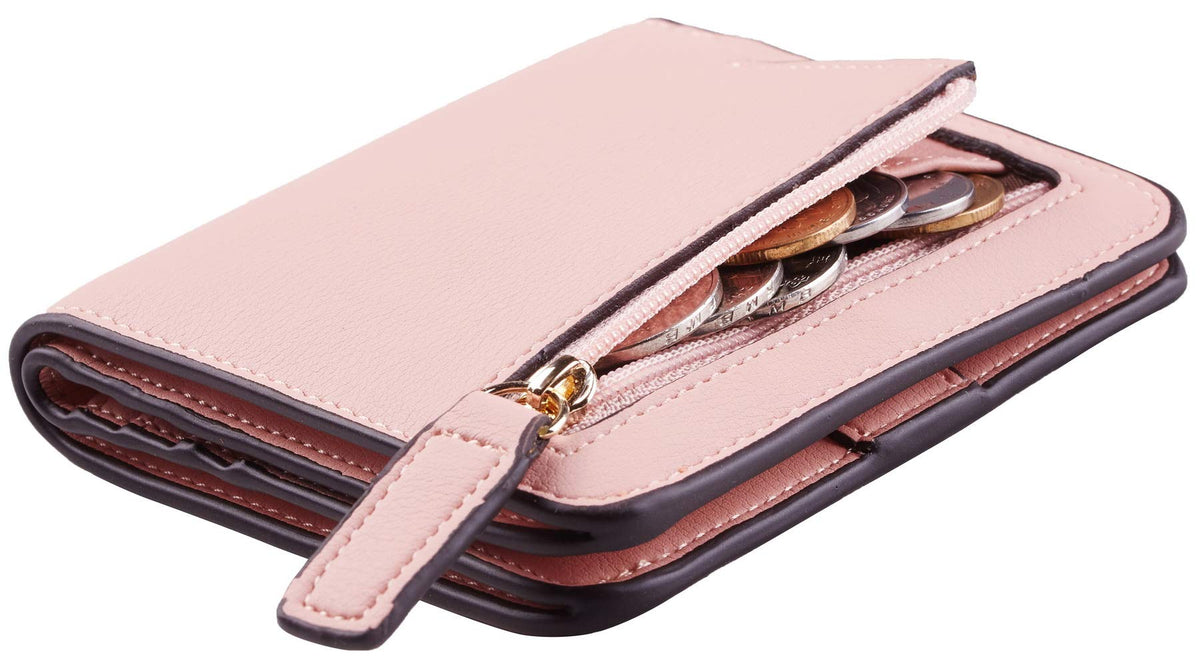 Toughergun Women’s Small Slim Leather Wallet with RFID Protection, Compact Bifold Mini Purse with Clear ID Window