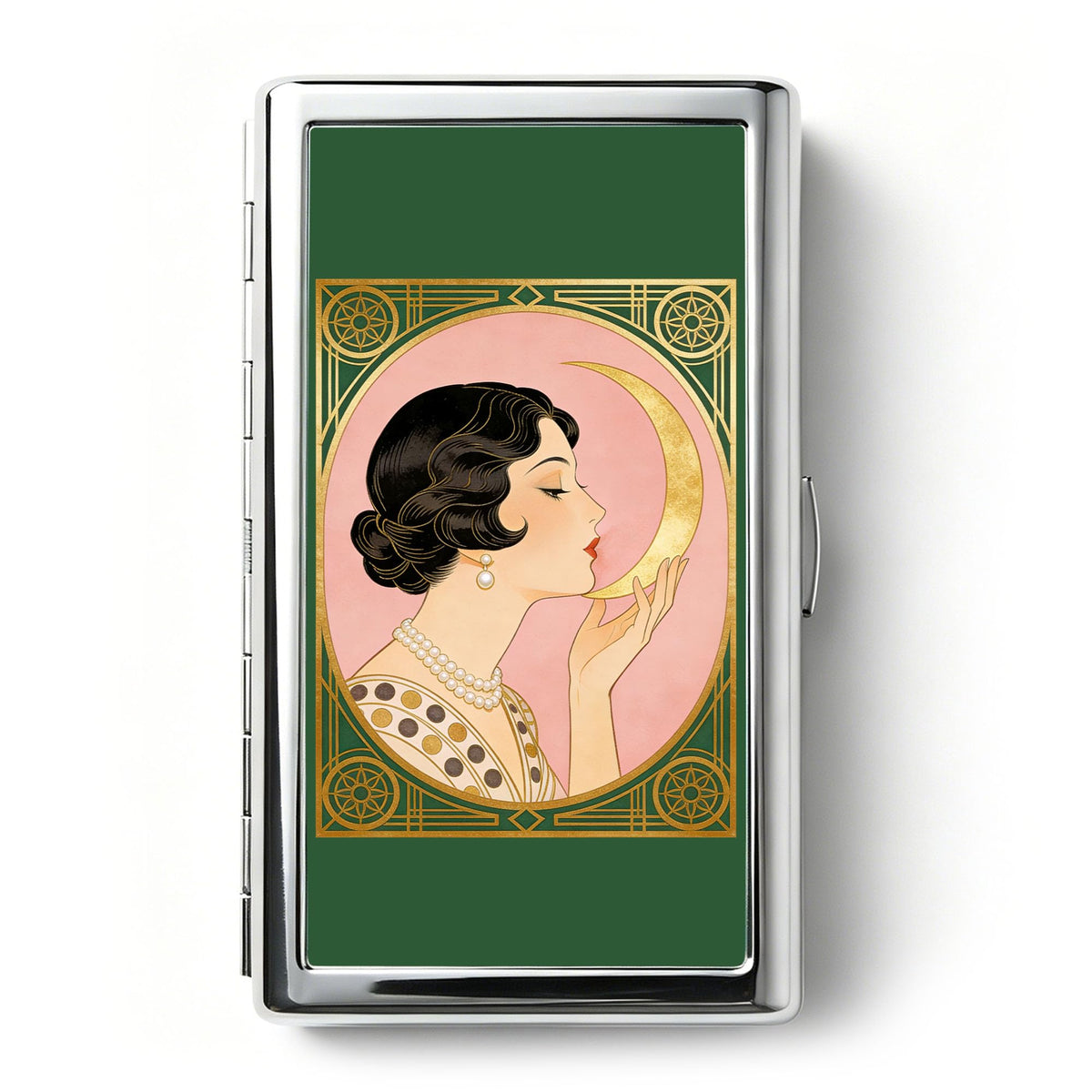 Vintage Art Deco Versatile Card & Cash/Cigarette Holder Case, Slim Metal Wallet for Women Men Credit ID Business Cards (#C)