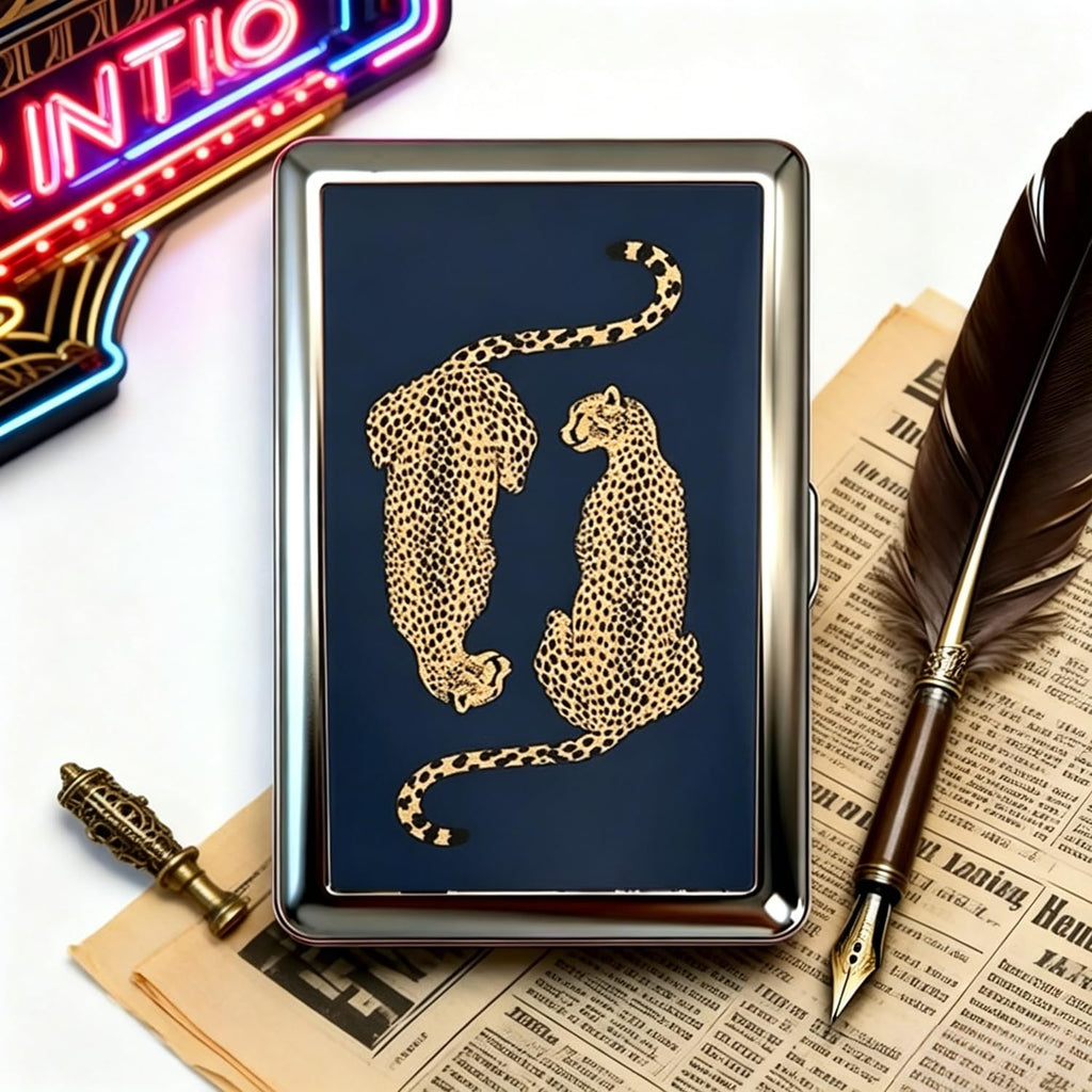 2026 New Vintage Versatile Metal Case with Easy Snap, Vintage-Style Versatile Card & Cash Case, Elegant and Rebellious Card Box for Credit Cards Cash Id Business Cards (Leopard)