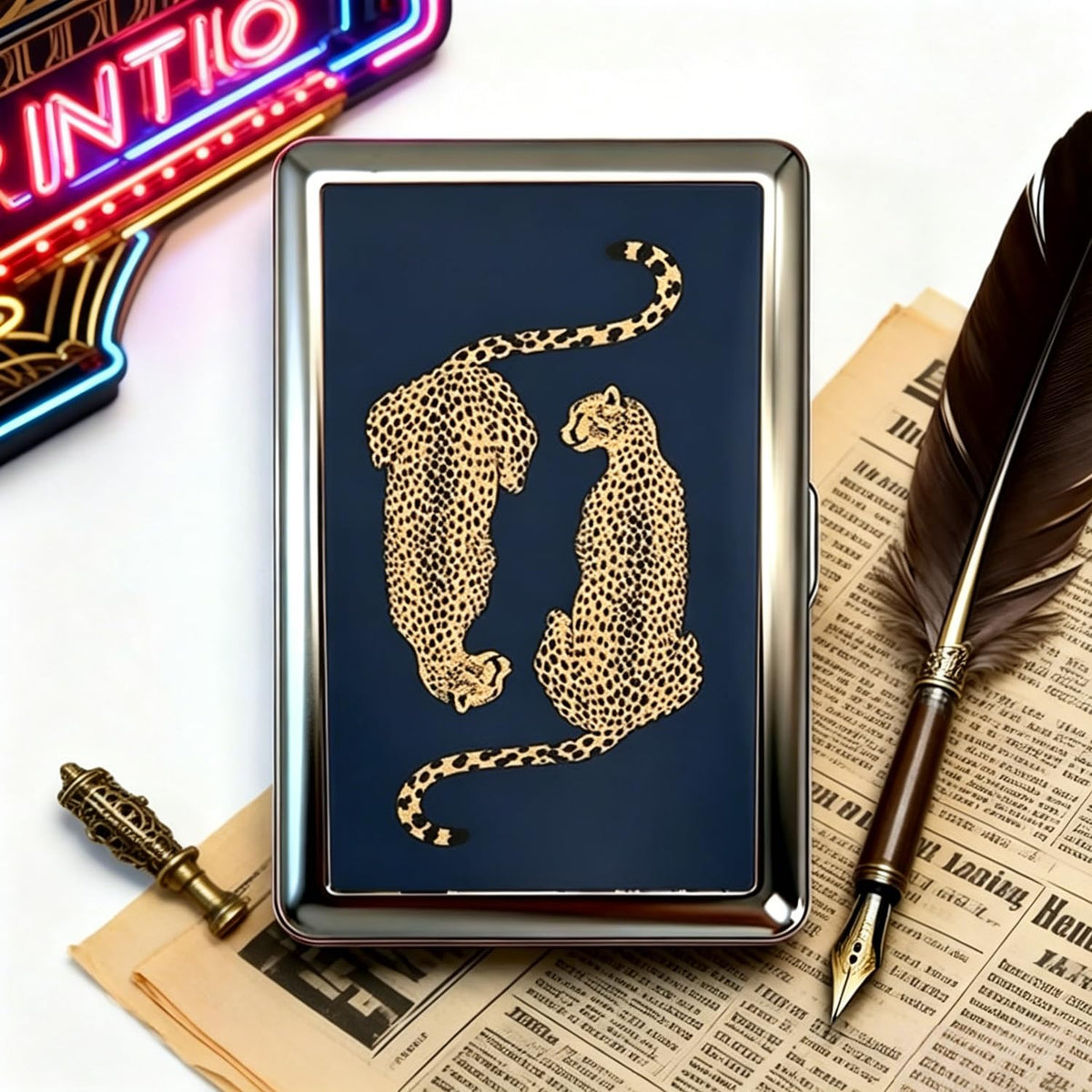 2026 New Vintage Versatile Metal Case with Easy Snap, Vintage-Style Versatile Card & Cash Case, Elegant and Rebellious Card Box for Credit Cards Cash Id Business Cards (Leopard)