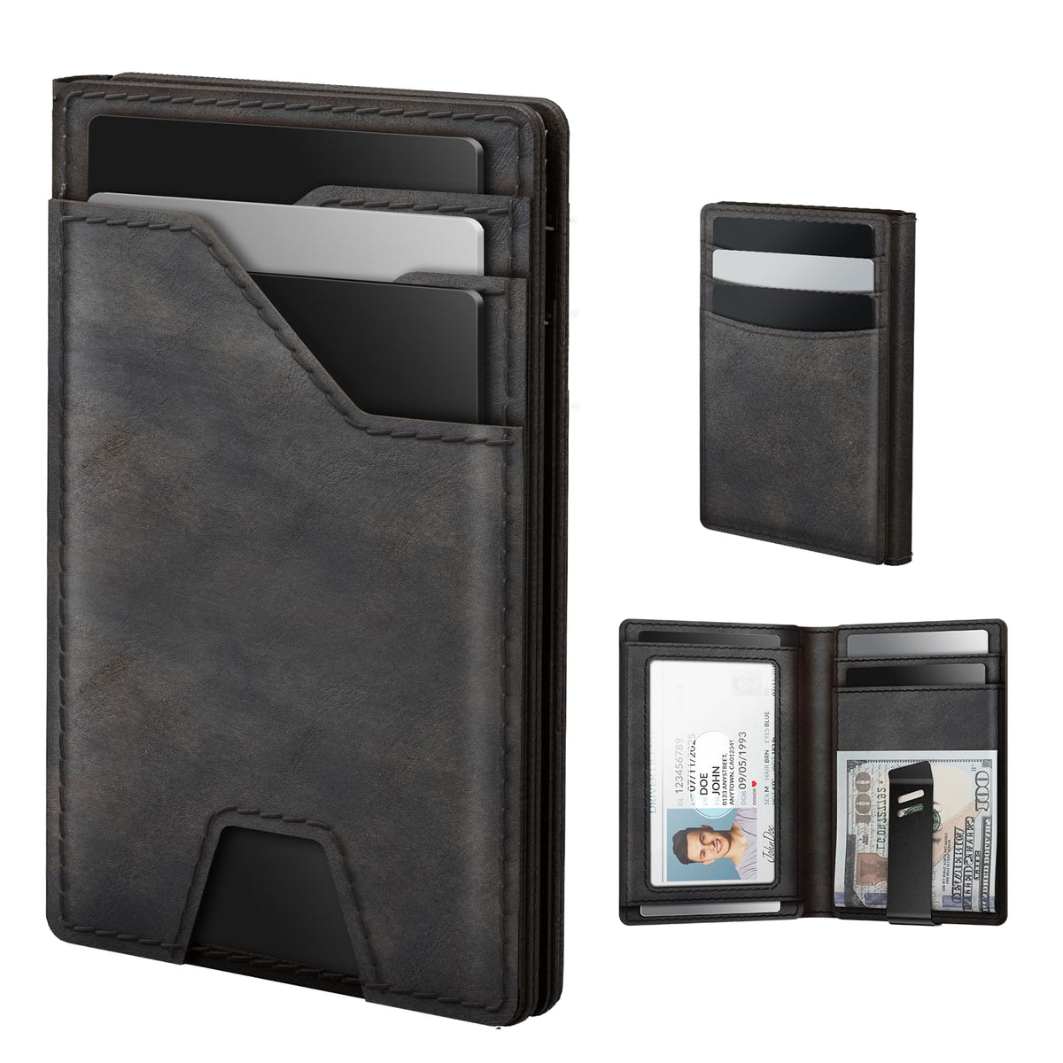 typecase Leather Wallet for Men Card Holder: Premium Genuine Leather, RFID Blocking, Slim, Minimalist, Front Pocket - 15 Cards Capacity | ID Window | Money Clip (Brown)