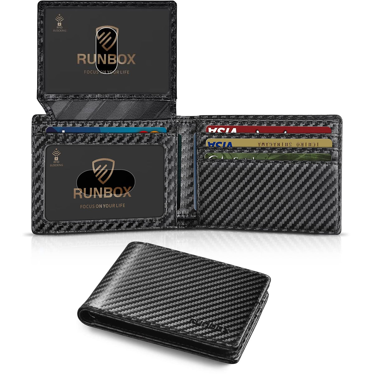 RUNBOX Wallet for Men -Slim Rfid Leather Mens Bifold Novelty Wallets 2 ID Window With Gift Box Men's Accessories