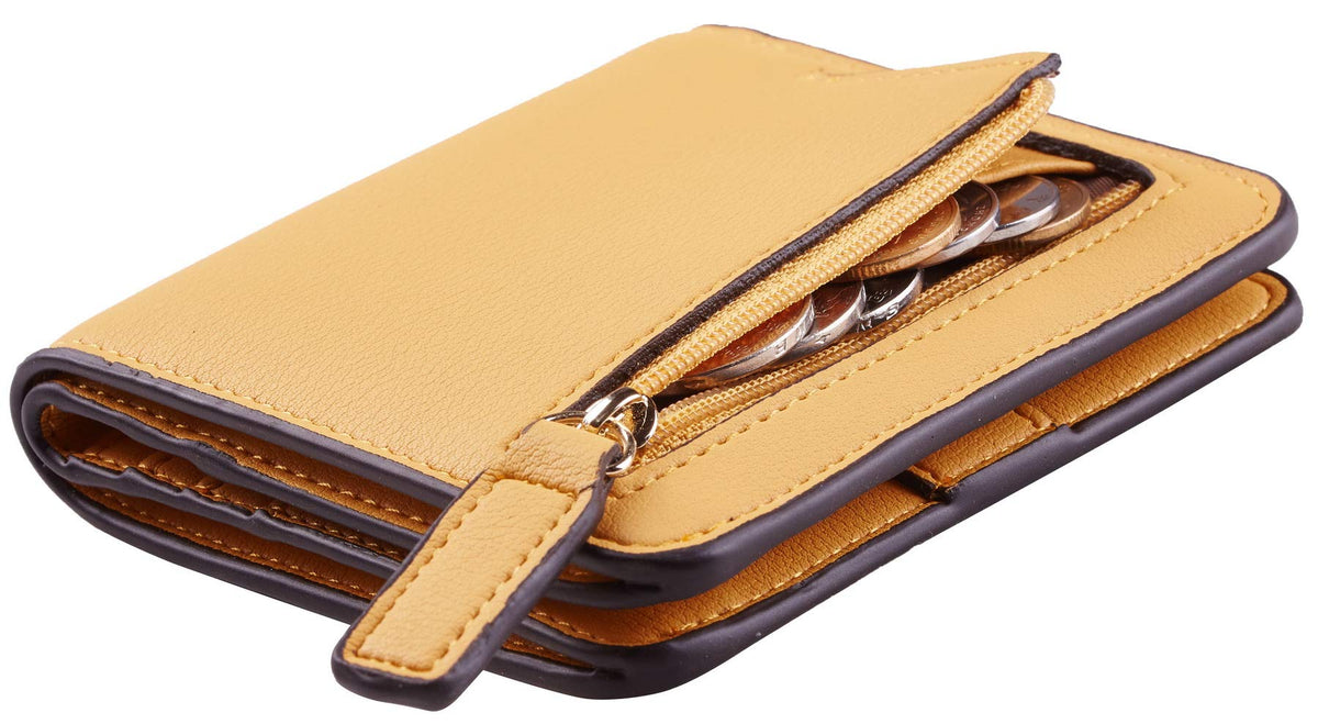 Toughergun Women’s Small Slim Leather Wallet with RFID Protection, Compact Bifold Mini Purse with Clear ID Window