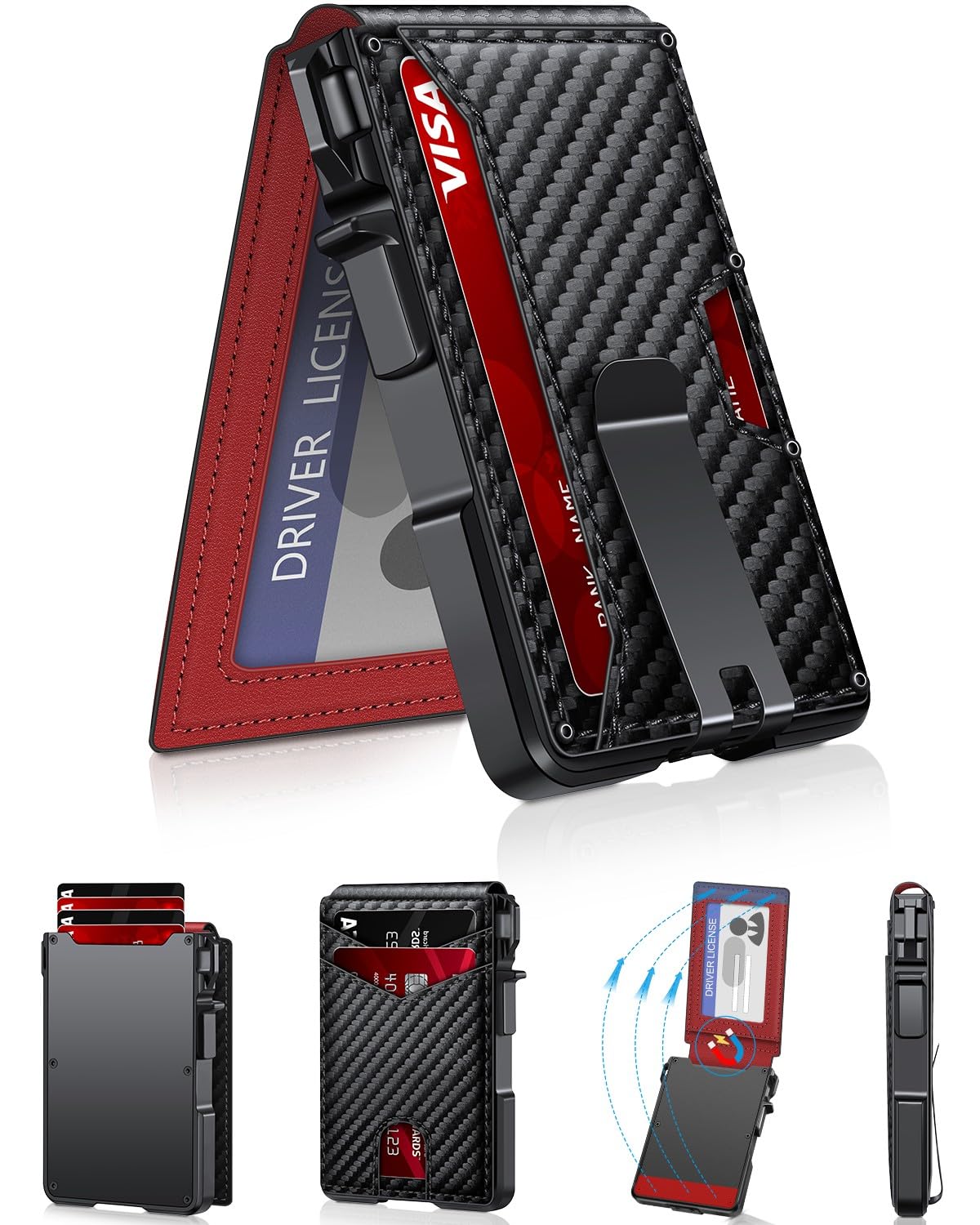 Wallet for Men, Mens Minimalist Wallet 9-13 Cards, Slim Compact RFID Wallet
