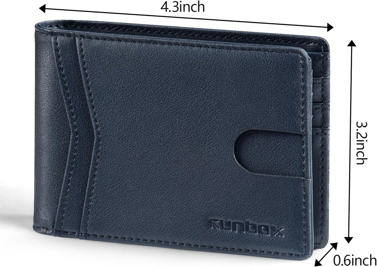RUNBOX Wallet for Men -Slim Rfid Leather Mens Bifold Novelty Wallets 2 ID Window With Gift Box Men's Accessories