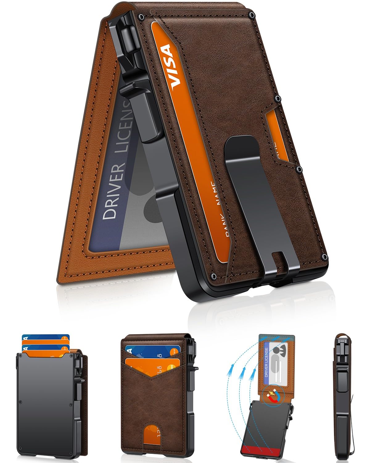 Wallet for Men, Mens Minimalist Wallet 9-13 Cards, Slim Compact RFID Wallet