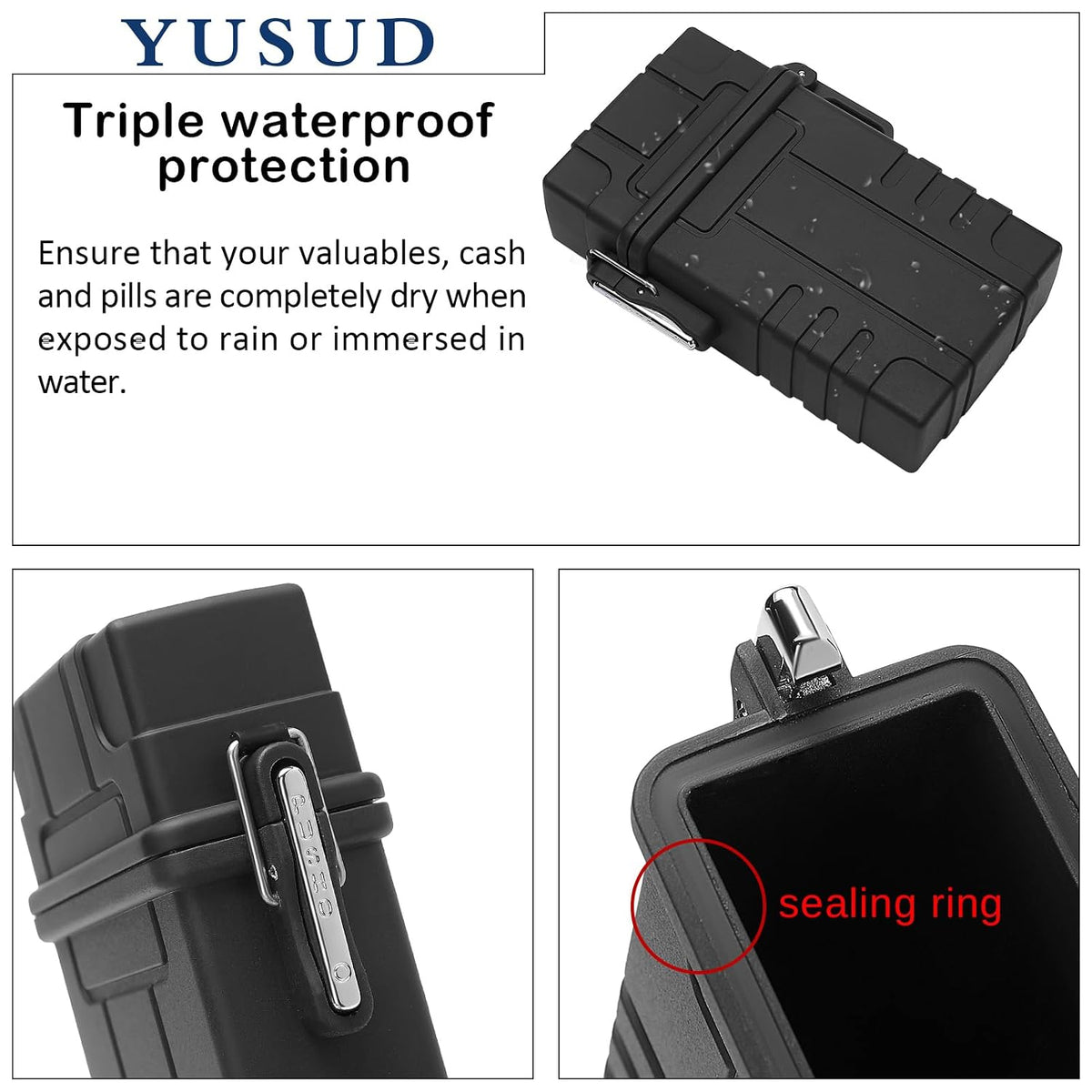 YUSUD Waterproof Cigarette Case, Cigarette Holder Case with Lighter, Large Cigarette Pack for 20pcs 84mm King Size, Cigarette Box for for Women Men, Outdoor Camping Travel Accessories