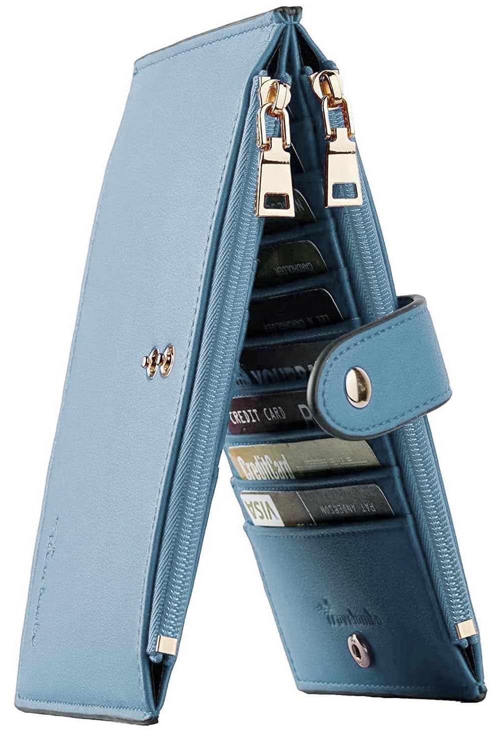 Travelambo Womens Leather Bifold Wallet, Slim RFID Blocking Card Holder