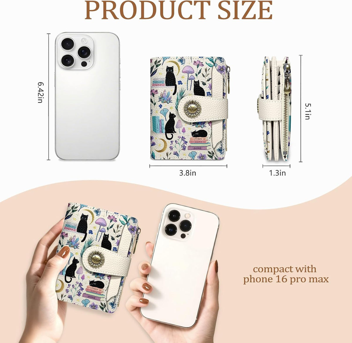 Icycay Cat Small Wallet Women RFID Blocking Bifold Cute Credit Card Holder