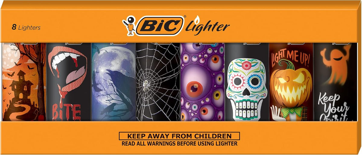 BIC Special Edition Spooky Series Lighters, Set of 8, Halloween Fun