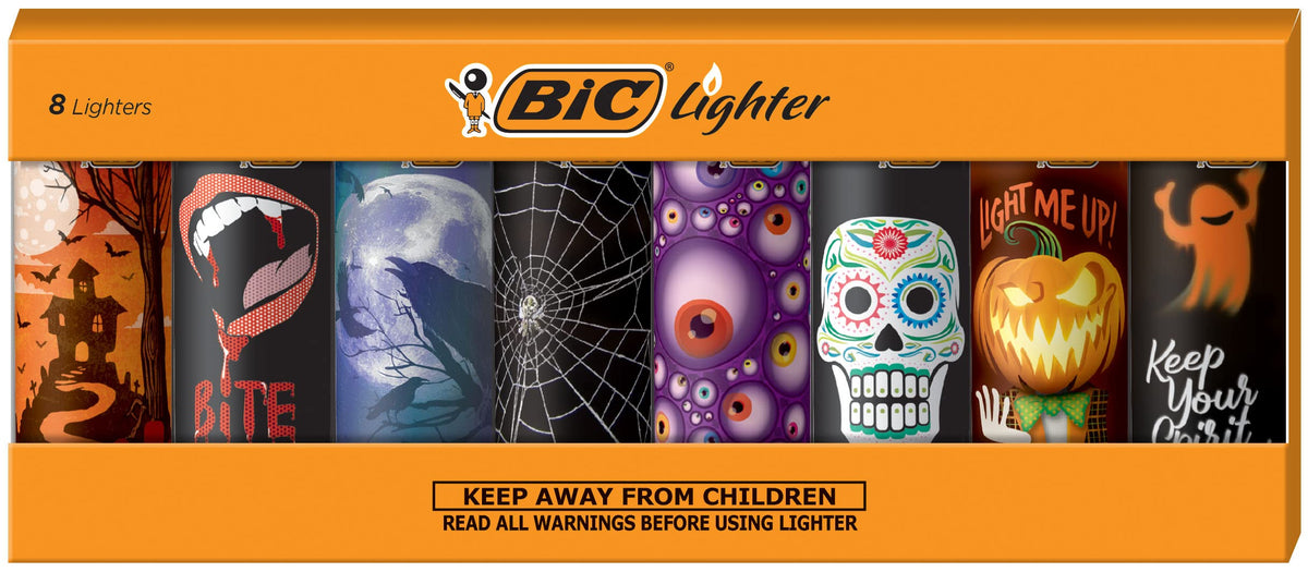 BIC Special Edition Spooky Series Lighters, Set of 8, Halloween Fun