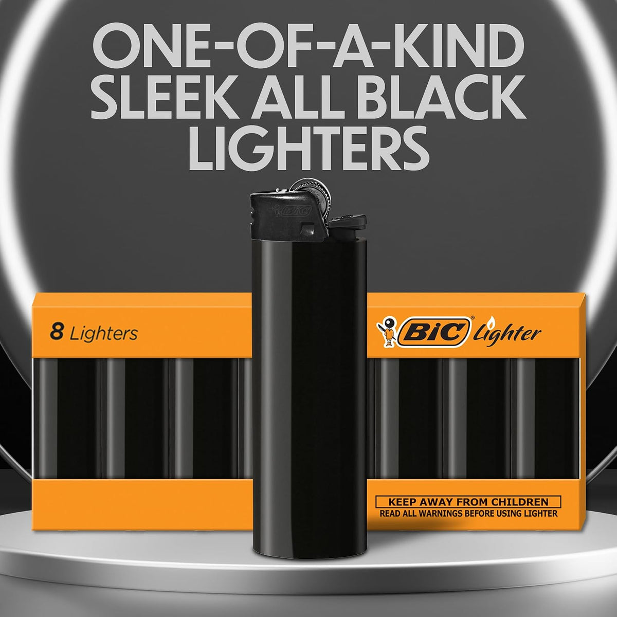BIC Maxi Pocket Lighters, Reliable 8-Pack, Long-Lasting, All-Black