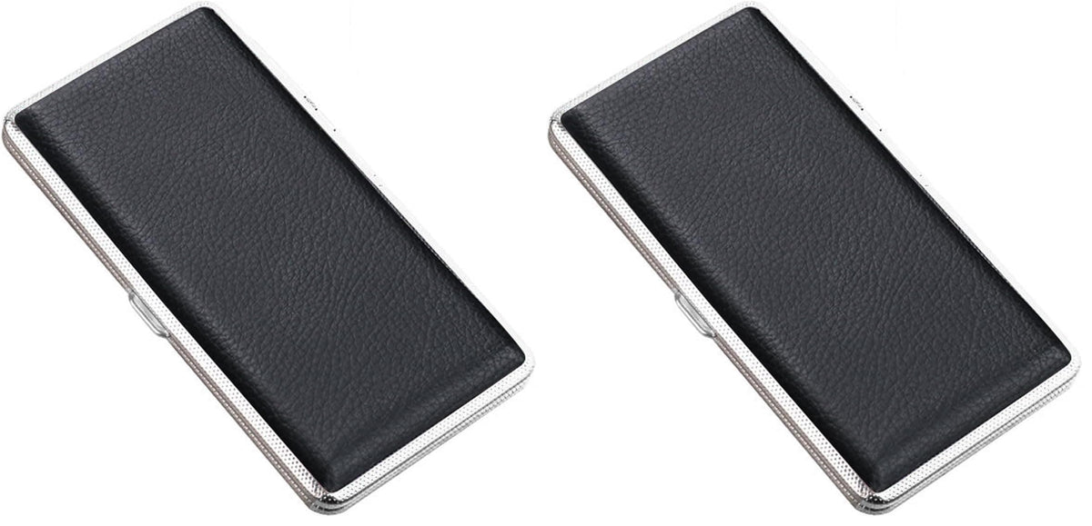 Cigarette Case Metal Holder for Regular King and 100's Size Can Hold 14 Cigarettes Double Sided Spring Clip Box Holds up to 80-100's Flip Open Pocket Bank Card case Cash Box(Silver， 100mm King Size)