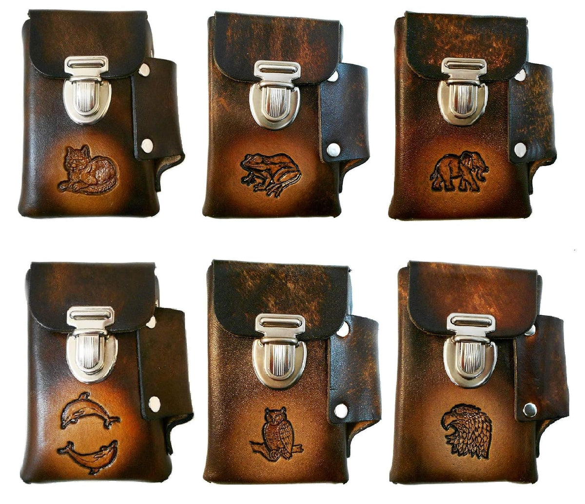 Hand Crafted Leather Cigarette Case, Lighter Pocket, Many Tooled Designs