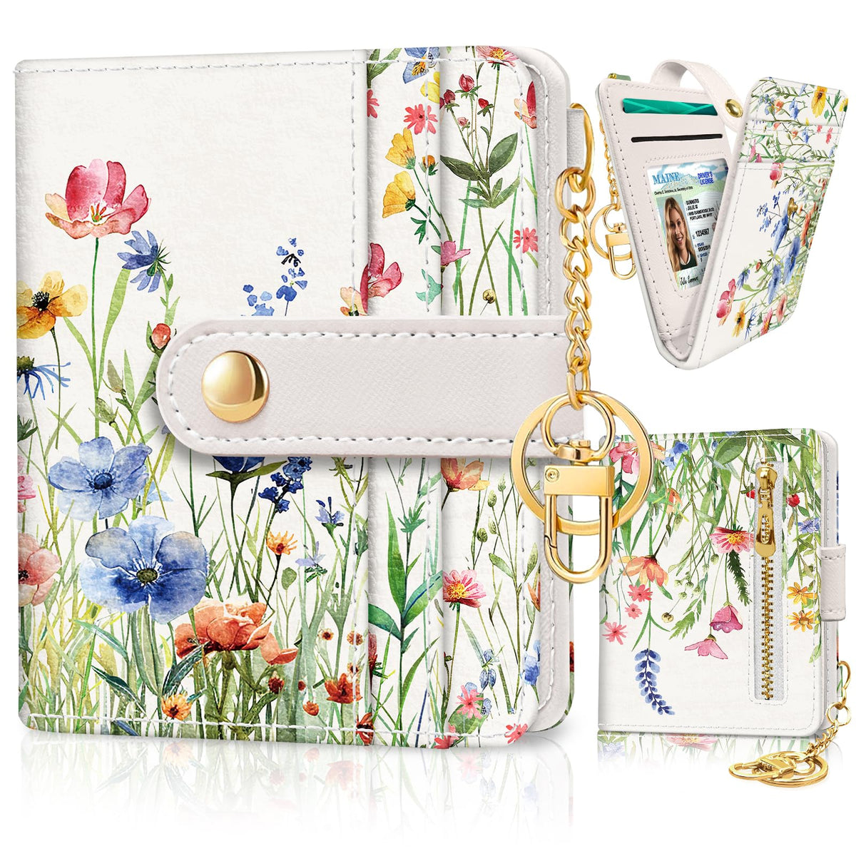 Jogjam Black Cat Floral Rfid Women Wallet, Small Slim Credit Card Holder