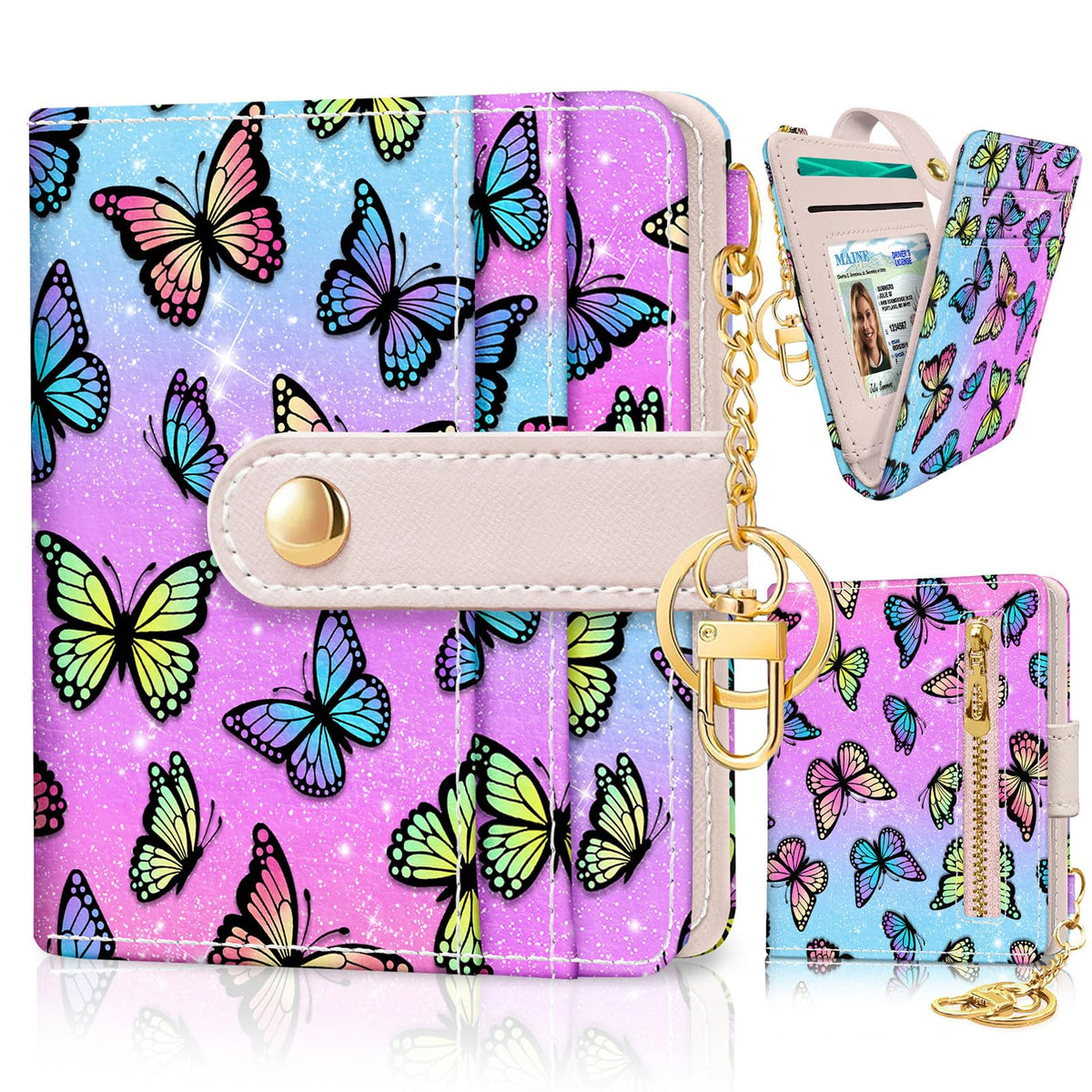 Jogjam Black Cat Floral Rfid Women Wallet, Small Slim Credit Card Holder