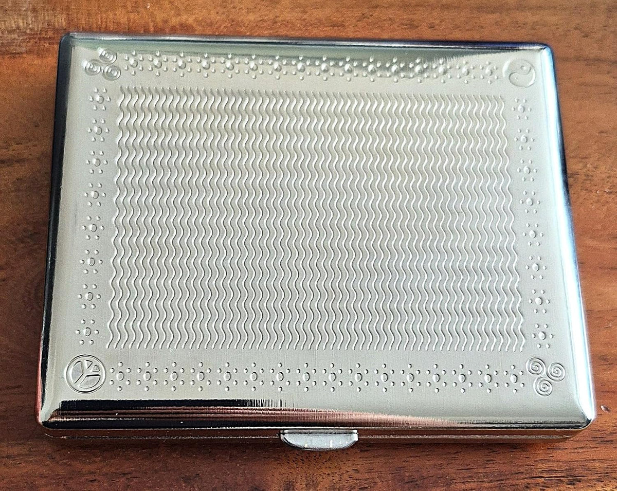 Retro Cigarette Case Victorian Style Metal Holder for Regular, King and 100's Size Credit Card Holder Pocket, Large with Flower Pattern RFID Protective Security Wallet (EL100-Black)