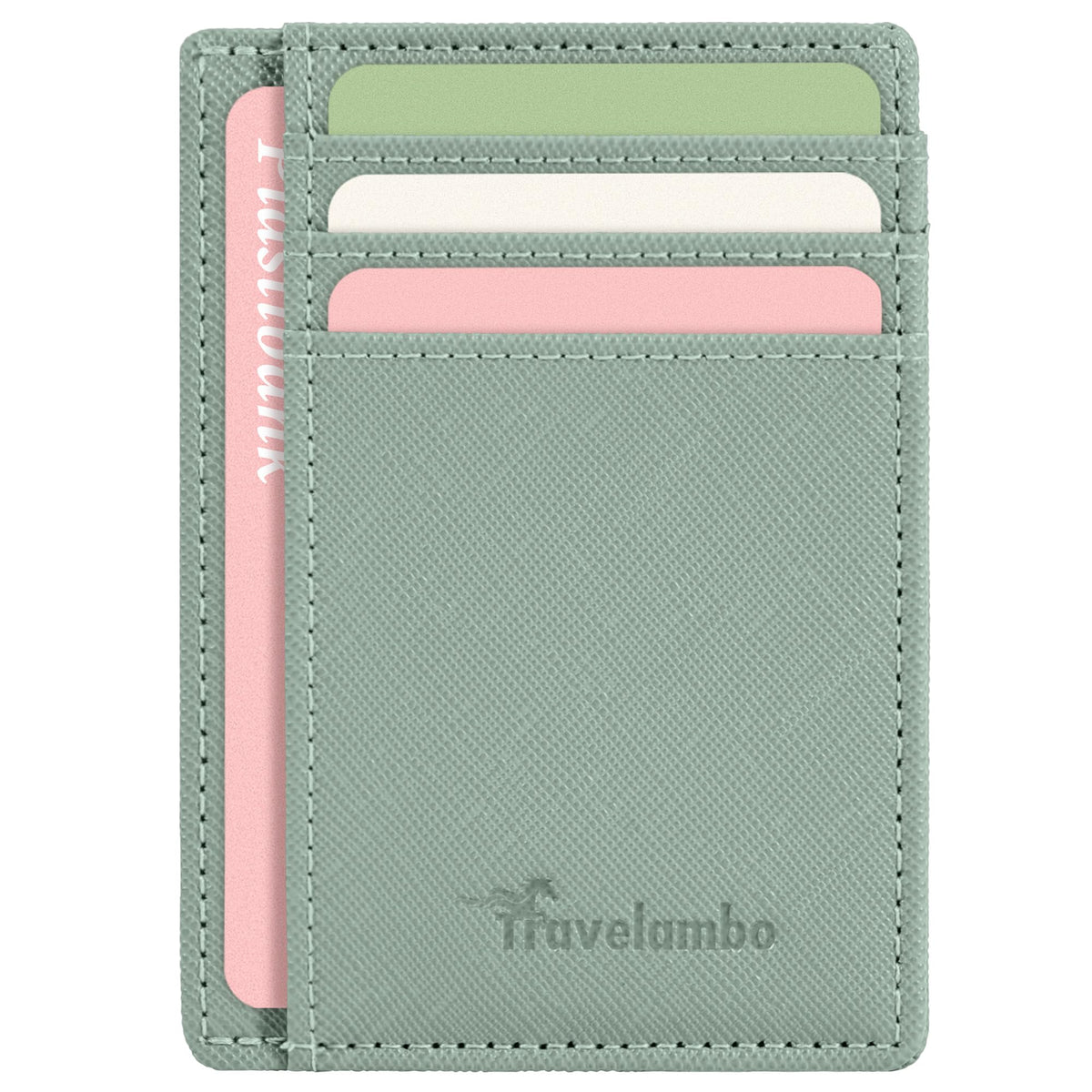 Travelambo Slim Wallet Front Pocket Minimalist Leather RFID Blocking Medium Size