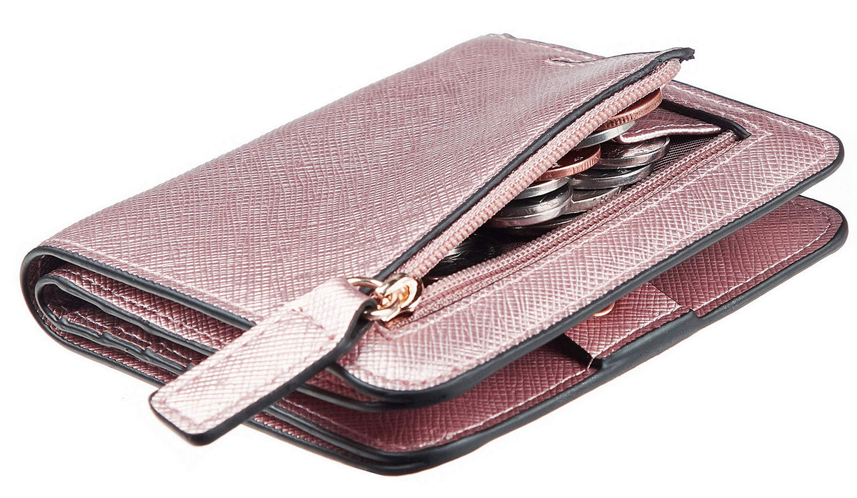 Toughergun Women’s Small Slim Leather Wallet with RFID Protection, Compact Bifold Mini Purse with Clear ID Window