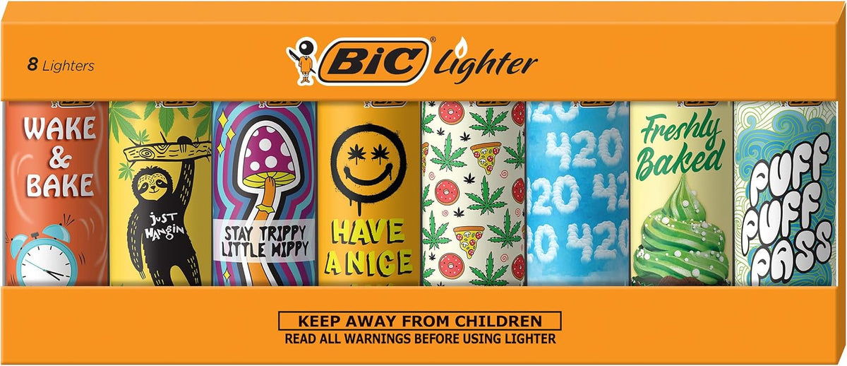 BIC Maxi Pocket Lighter, Special Edition Counterculture Series, 8 Count
