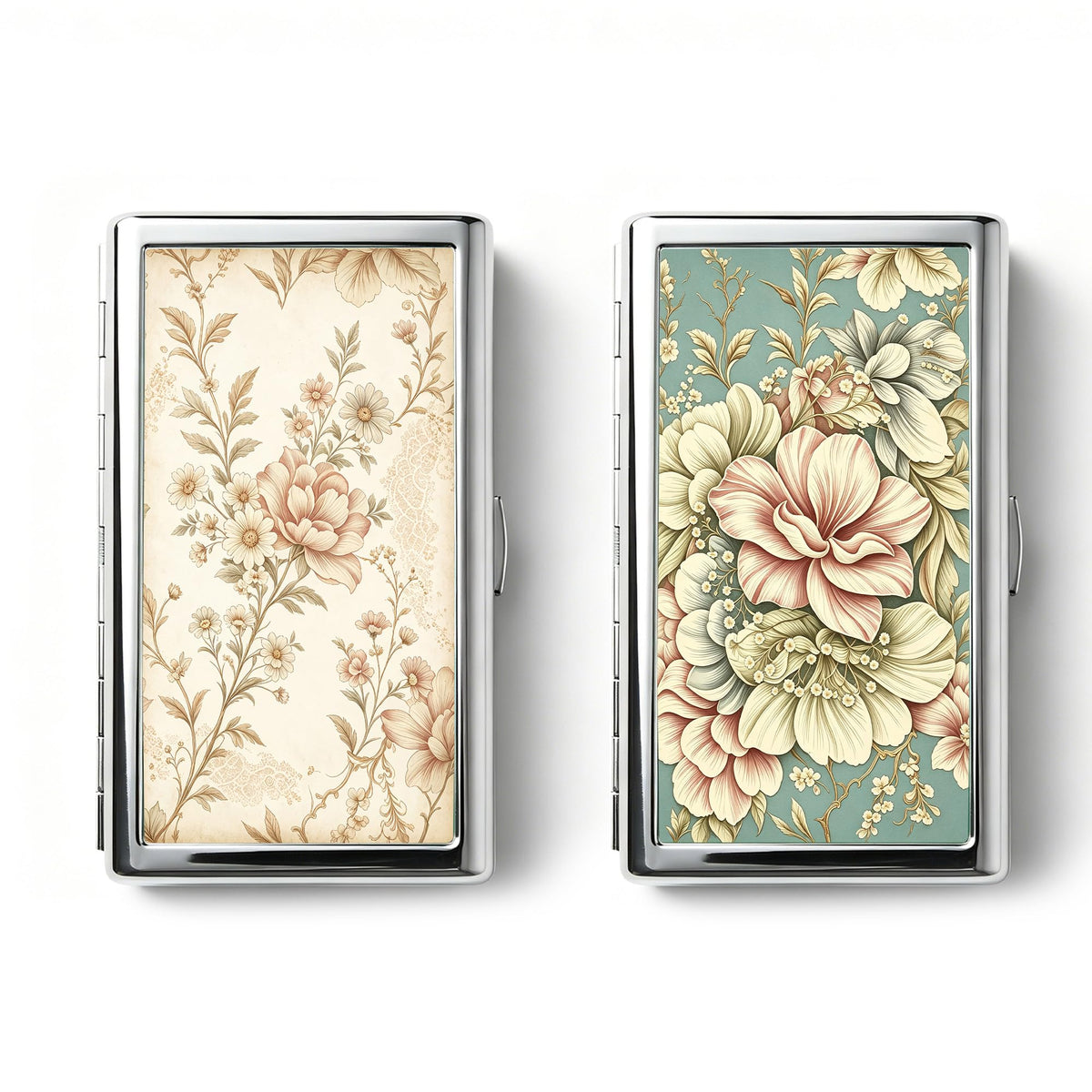 Vintage Art Deco Versatile Card & Cash/Cigarette Holder Case, Slim Metal Wallet for Women Men Credit ID Business Cards (#B)