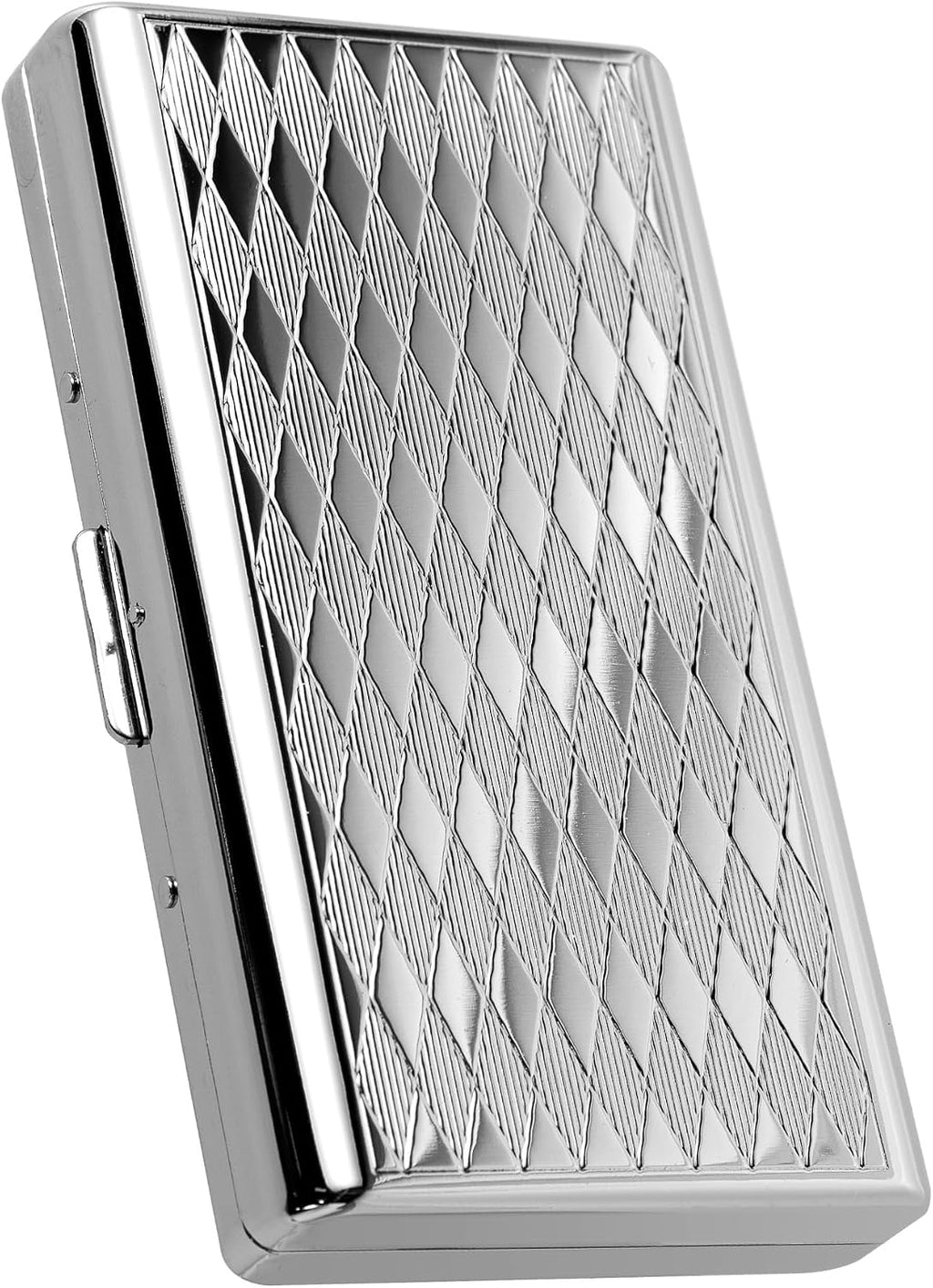 Goshentech Retro Metal lozenge space pattern case,14 Capacity,Metal Plated silver,Double-Sided,Bank Card case, Cash Box(100mm King Size) (Silver)