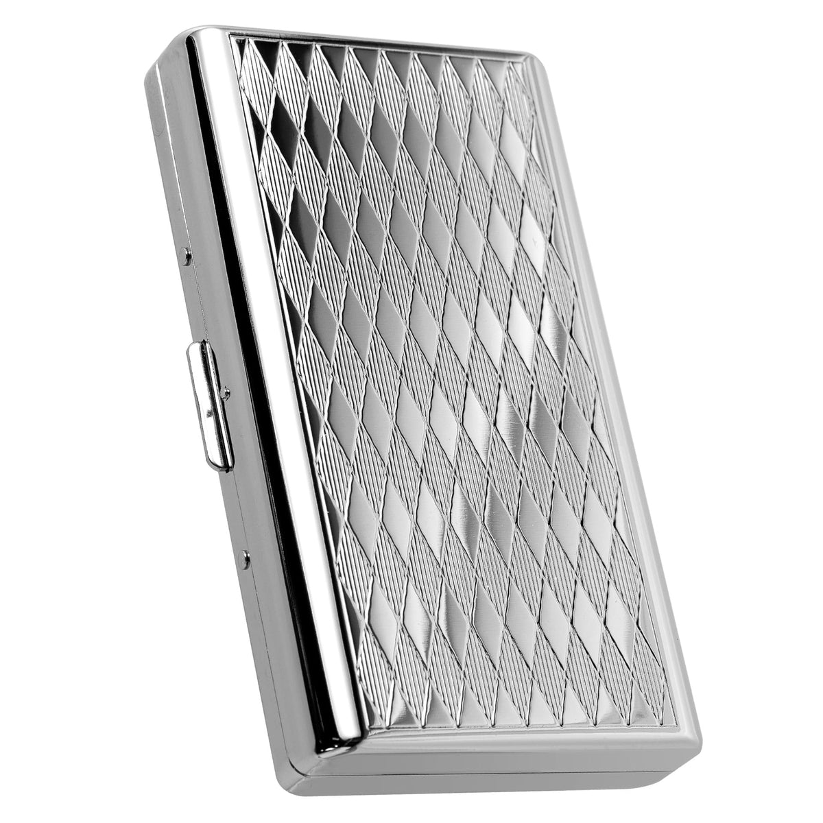 Goshentech Retro Metal lozenge space pattern case,14 Capacity,Metal Plated silver,Double-Sided,Bank Card case, Cash Box(100mm King Size) (Silver)