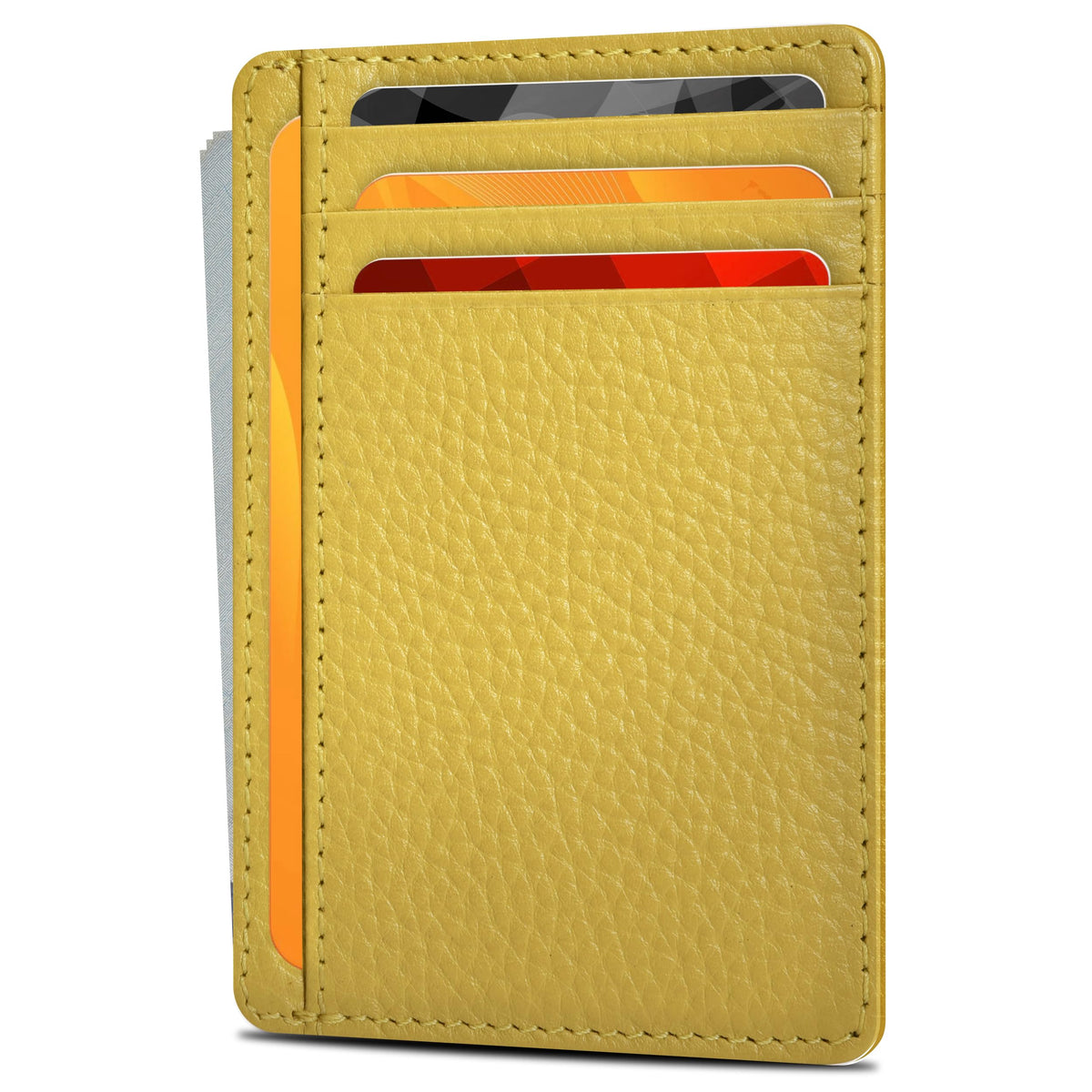 Slim Minimalist RFID Leather Wallet, Front Pocket Card Holder, Ebony