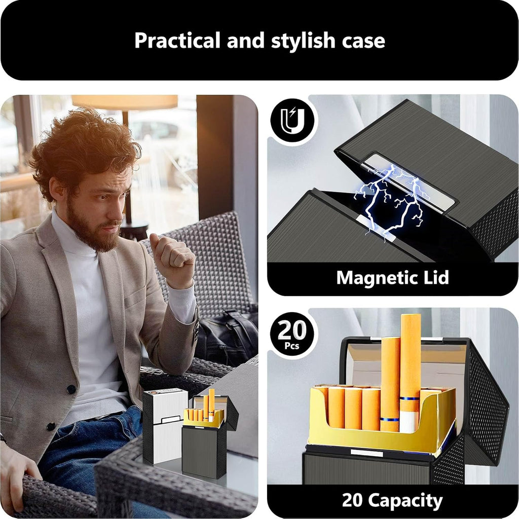 roygra Cigarette Case (2 Pack), Rechargeable Lighter and USB Charging Cable