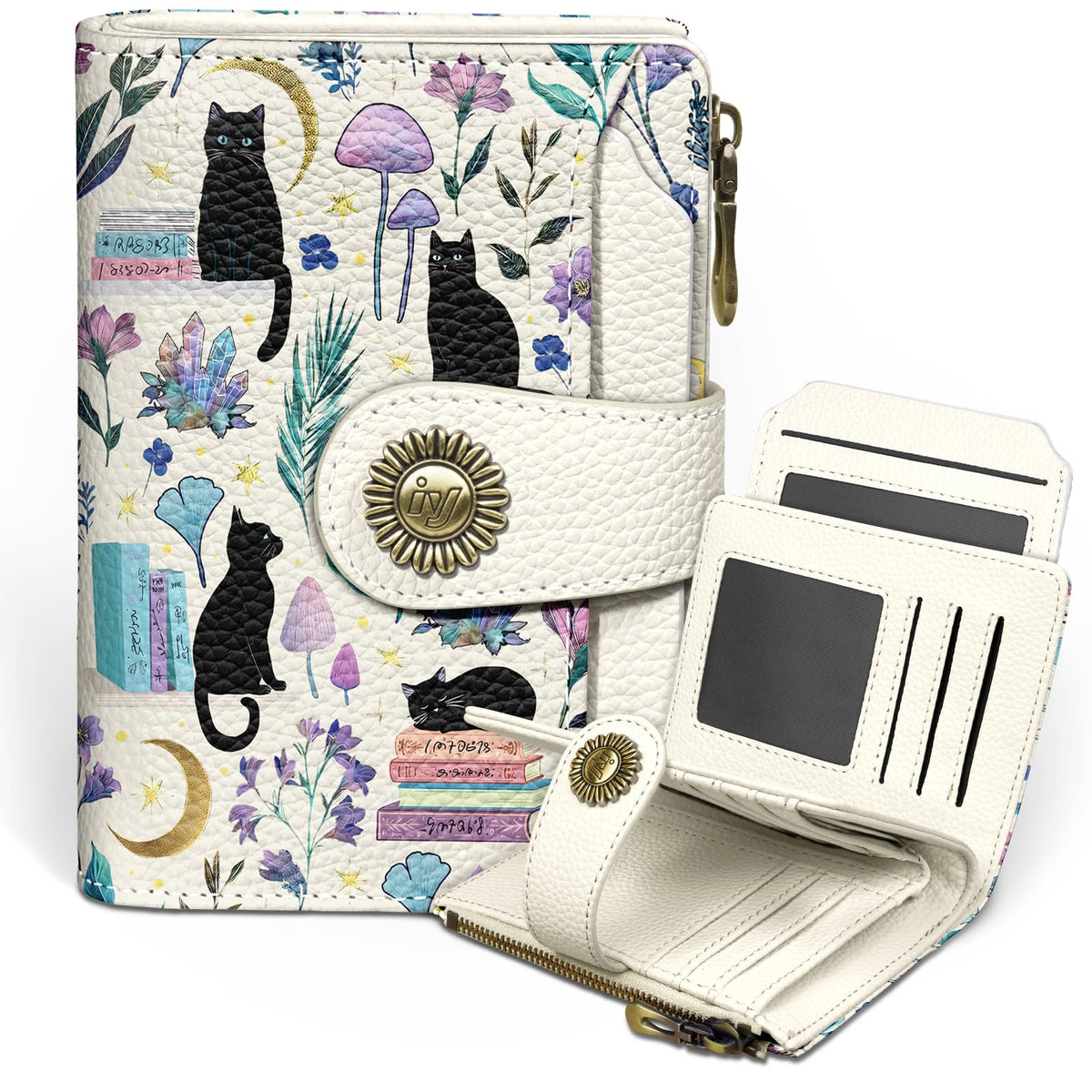 Icycay Cat Small Wallet Women RFID Blocking Bifold Cute Credit Card Holder