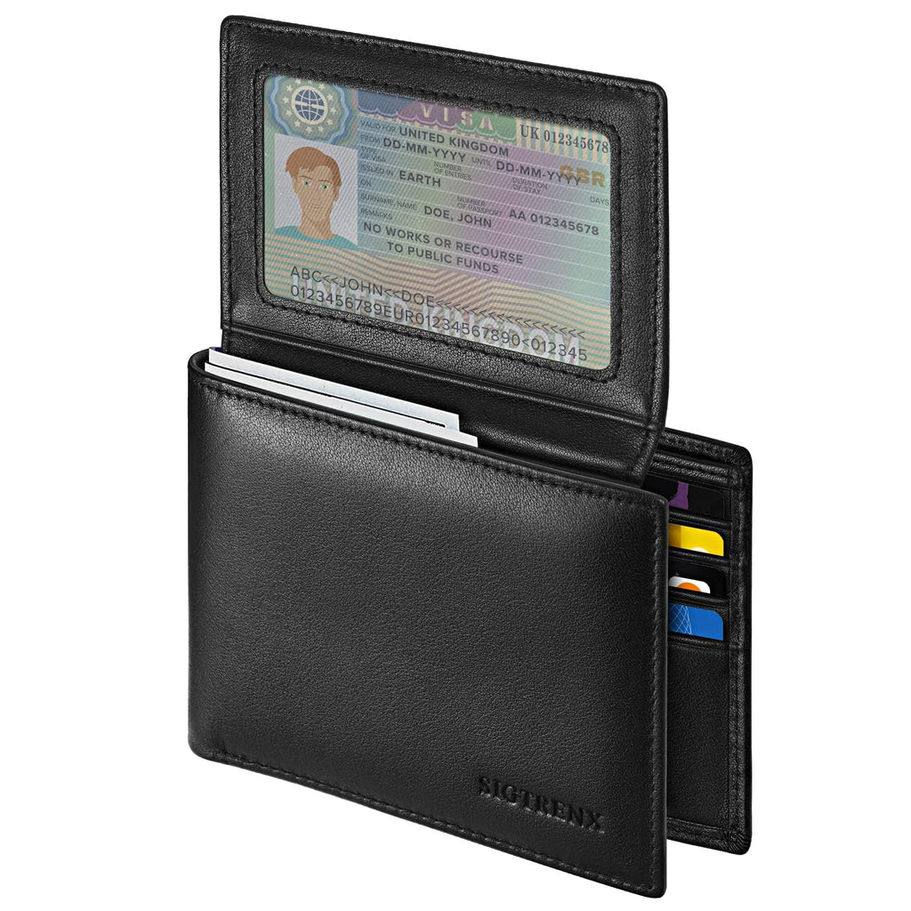Sigtrenx Leather Wallets for Men, Genuine Leather Mens Wallets Bifold Rfid Blocking with 2 ID Windows