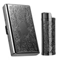 Vintage Metal Cigarette case with J6 Lighter, Holds 12pcs 100s Cigarettes, Can Also Be Used for RFID Credit Card and Cash Organizer (Bronze, 12pcs 100's)