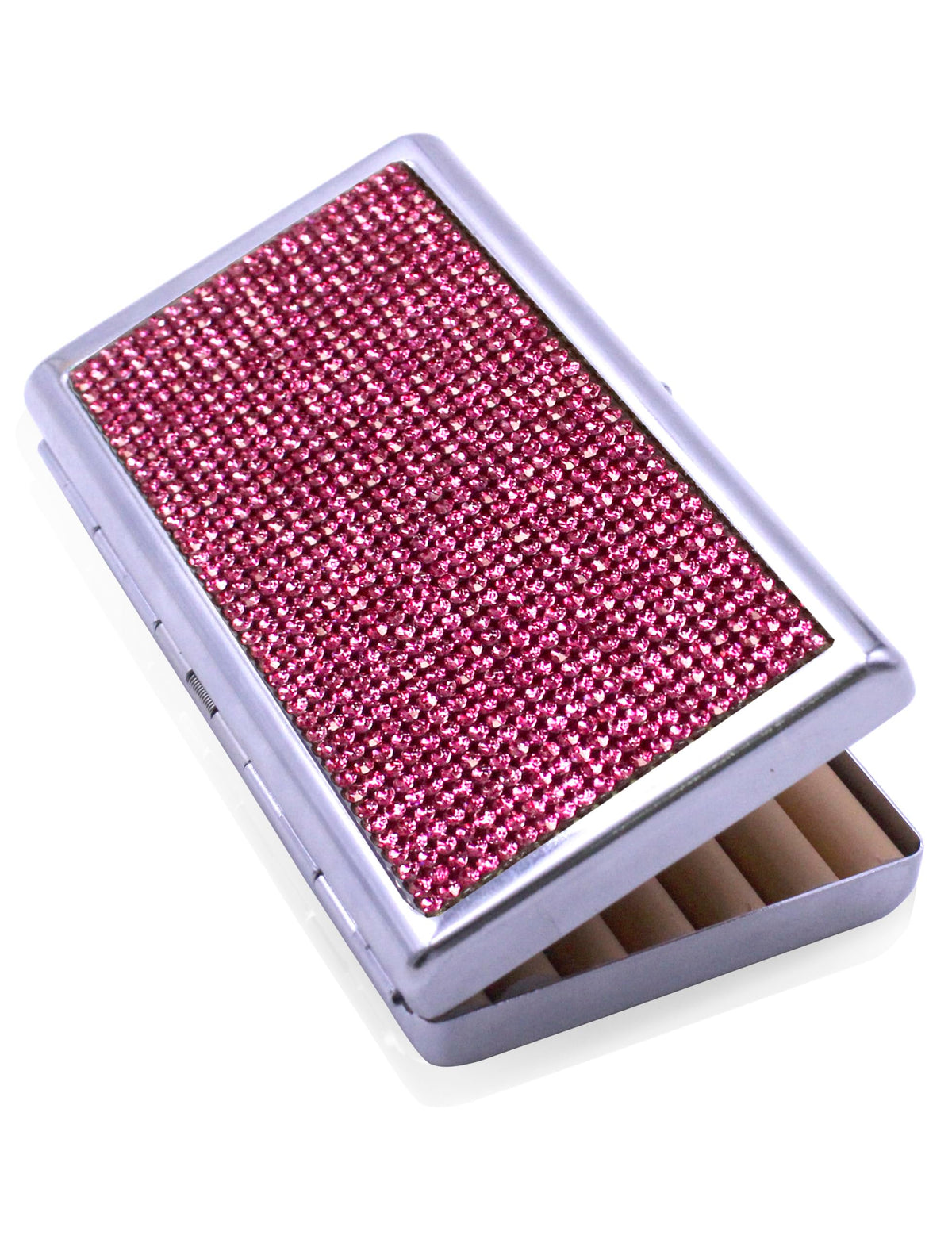 HUMWE Bling Rhinestone Crystal Cigarette Case for Women Men, Metal Holder for Regular,King and 100's Size 14-20 Capacity, Pocket Cigarettes Box for Smoker