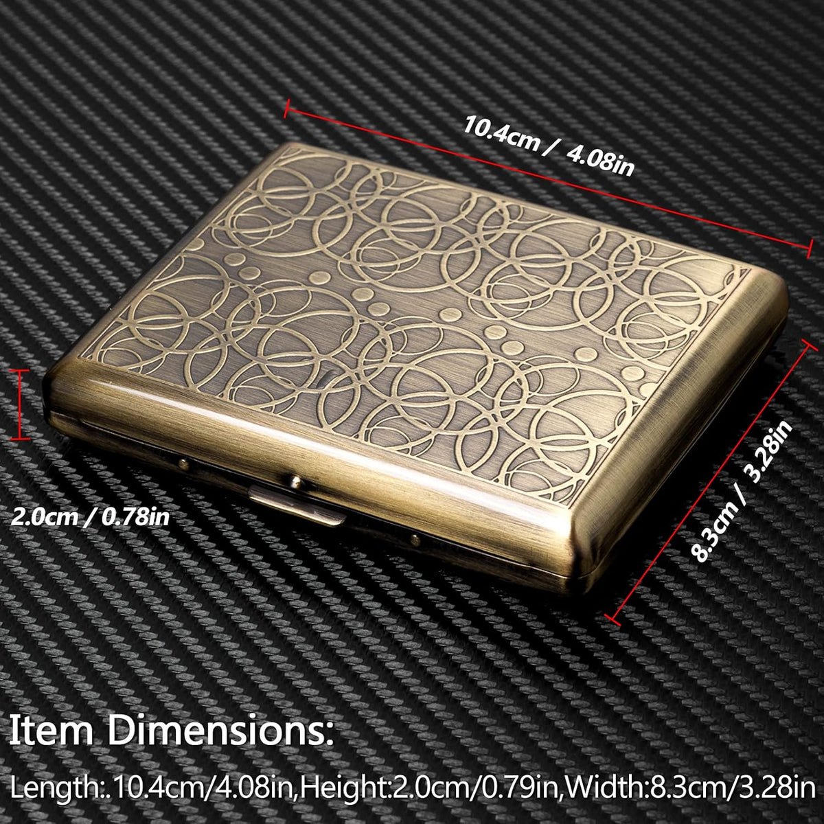 Goshentech Retro Metal case,Plated Bronze,20 Capacity,for Men and Women (Bronze,100mm King Size)