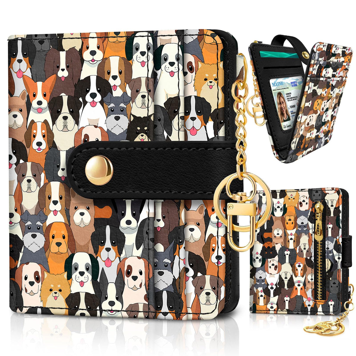 Jogjam Black Cat Floral Rfid Women Wallet, Small Slim Credit Card Holder