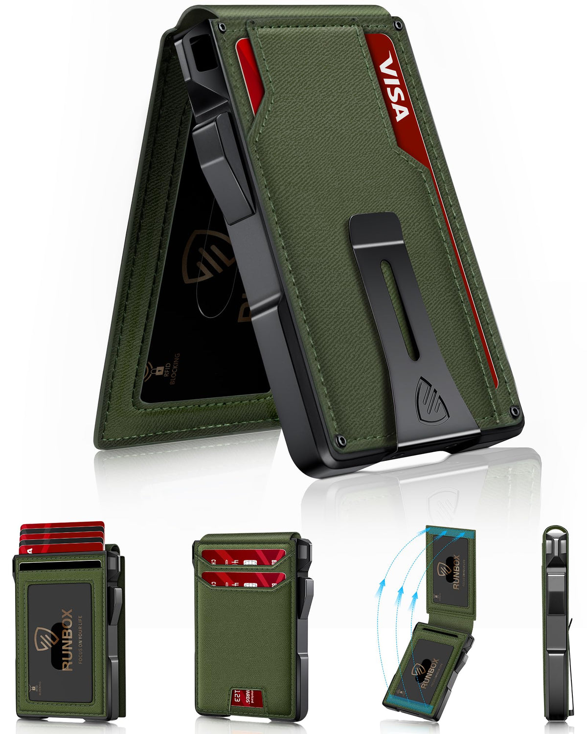 Wallet for Men, Mens Minimalist Wallet 14 Cards, Slim Compact RFID Wallet