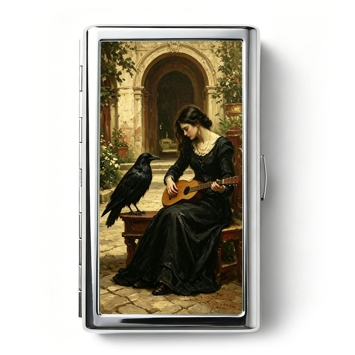 Vintage Art Deco Versatile Card & Cash/Cigarette Holder Case, Slim Metal Wallet for Women Men Credit ID Business Cards (#E)