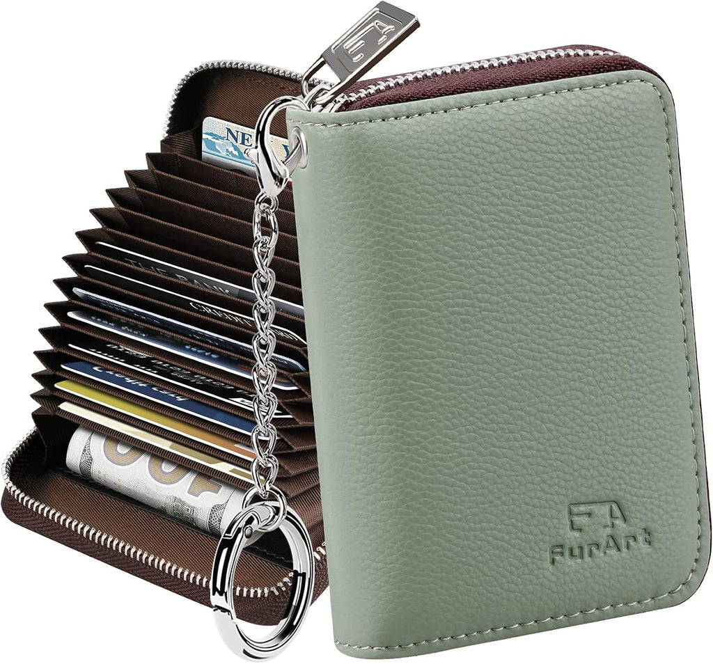 FurArt Zipper Wallet Women RFID Credit Card Holder keychain Wallet