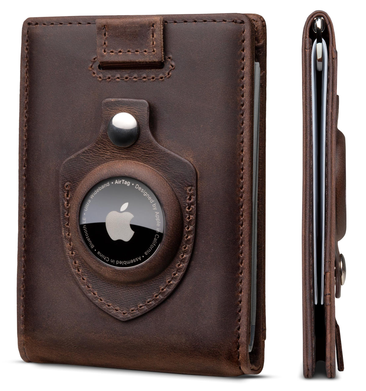 SERMAN BRANDS RFID Blocking Slim Bifold Genuine Leather Minimalist Front Pocket Wallets for Men with Money Clip Thin Mens