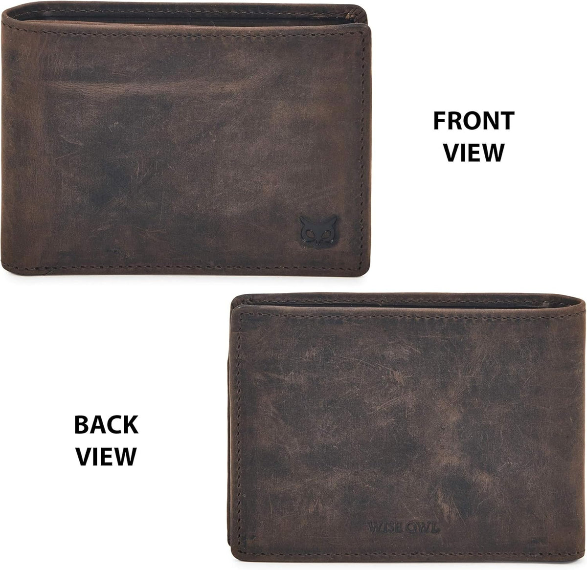 Real Leather Mens Bifold Wallet RFID Blocking Slim Minimalist Front Pocket - Thin & Stylish with ID Window in Gift Box (Crazy Horse, Coffee)