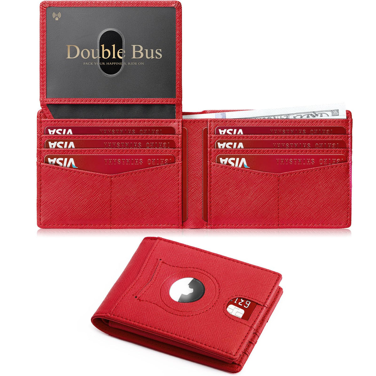 Wallet for Men AirTag Slim RFID Blocking Leather Bifold Gift Box