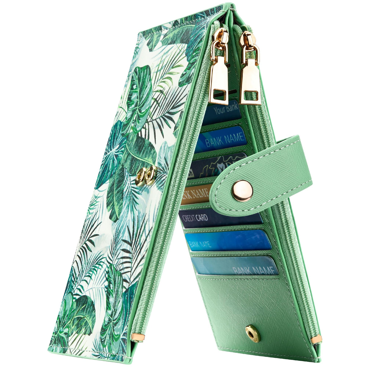 Travelambo RFID Wallet Women Large Size Bifold Multi Card Wallet Case with Zipper Pocke Credit Card Holder for Women